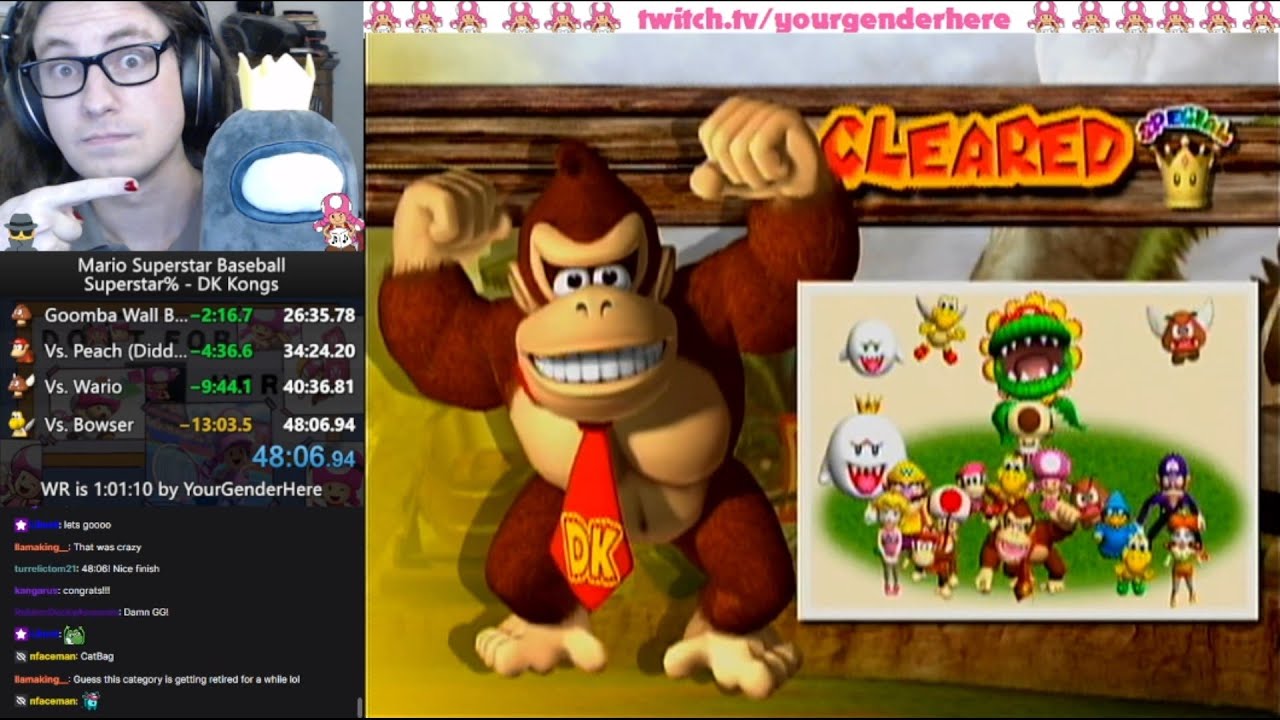 Mario Superstar Baseball Superstar% - DK Kongs in 48:06 (World Record) on Oct. 4, 2022