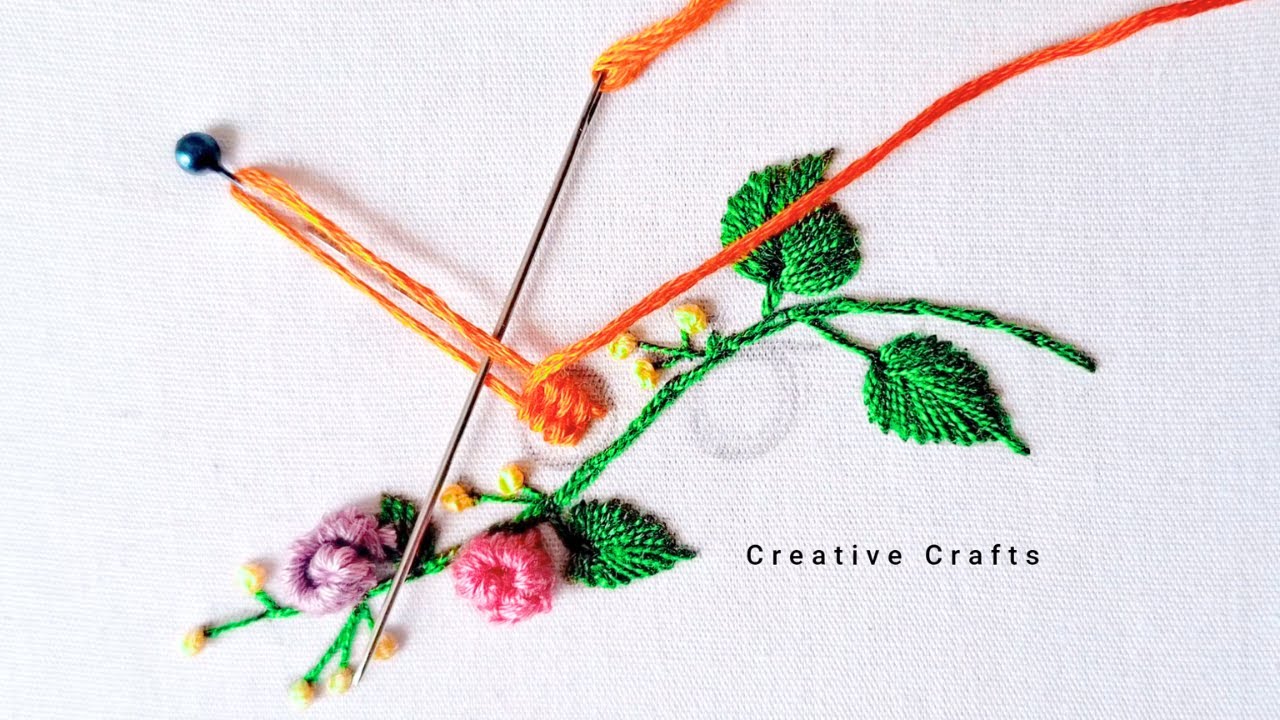 Most Beautiful flowers hand embroidery tutorial | kadai dejan, creative crafts