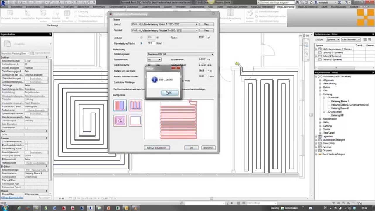 Autodesk Revit MEP: Variantenkonstruktion einer Fußbodenheizung mit MagiCAD