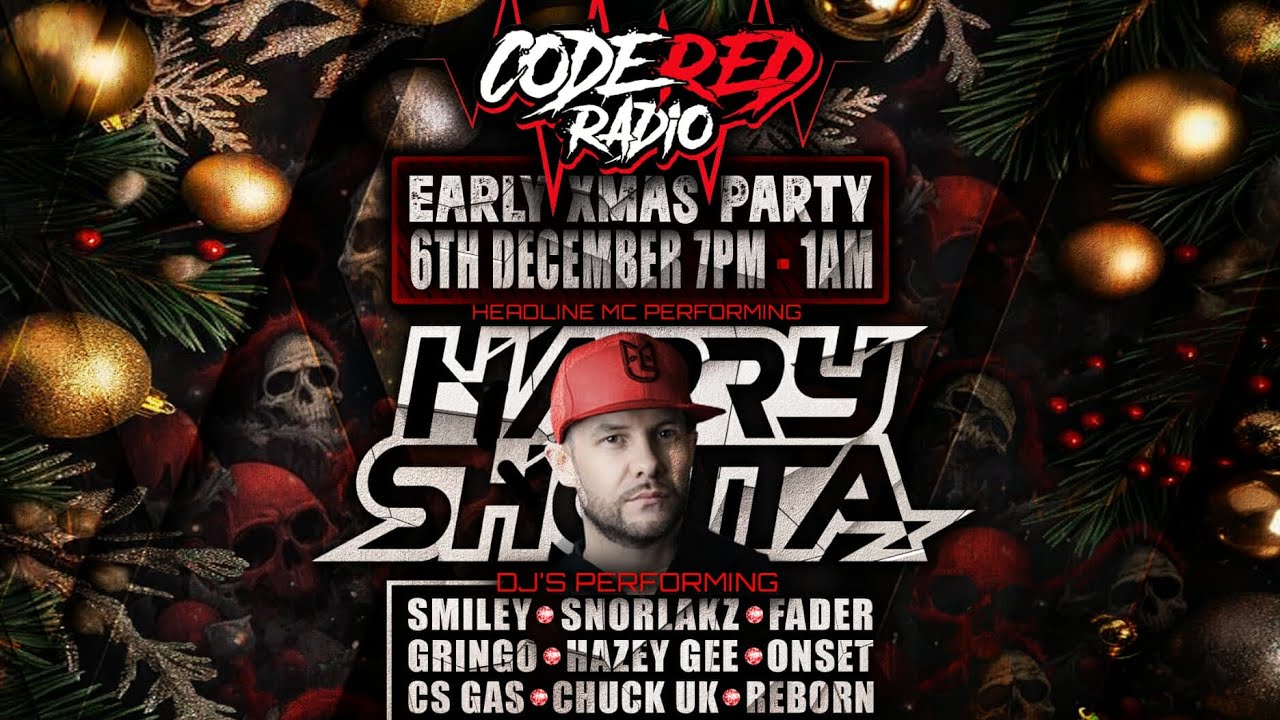 CODE RED RADIO , EARLY XMAS PARTY, PRINCES PARK CHATHAM,  DJ SNORLAKZ ALONGSIDE ADAM C AND KASHA B 