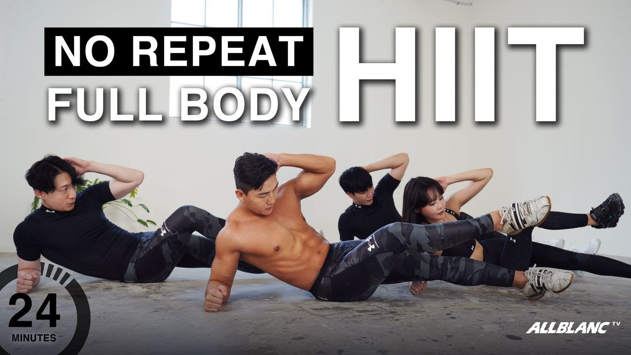 24 min. Fat Burning Full Body Cardio HIIT [No Repeat] l 24분 근력 유산소 홈트레이닝 - No 반복 체지방 태우기 HIIT