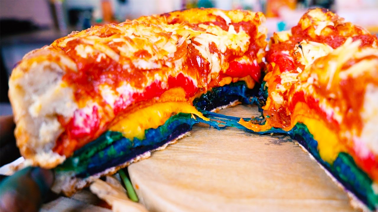 DIY GIANT RAINBOW PIZZA CAKE!!!