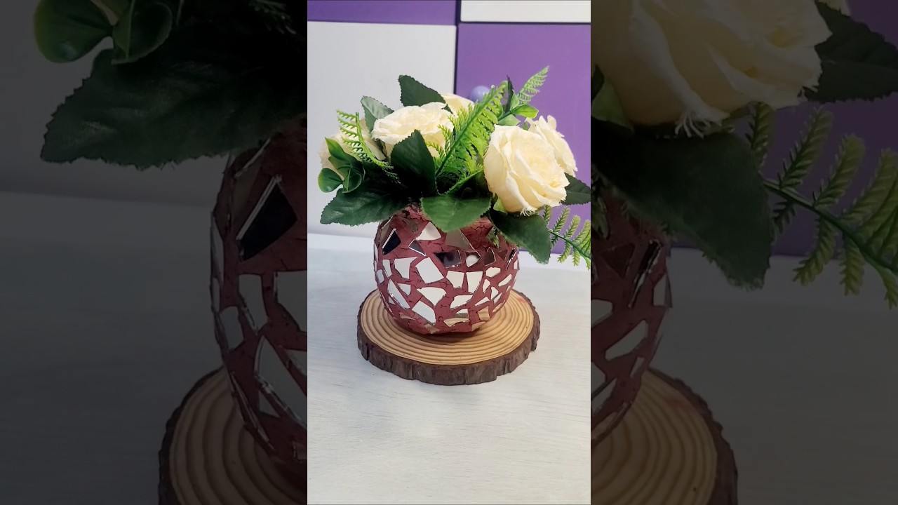 I Made DIY Flower Pot from air dry clay/flower vase/home decor/room decor/baloon craft 