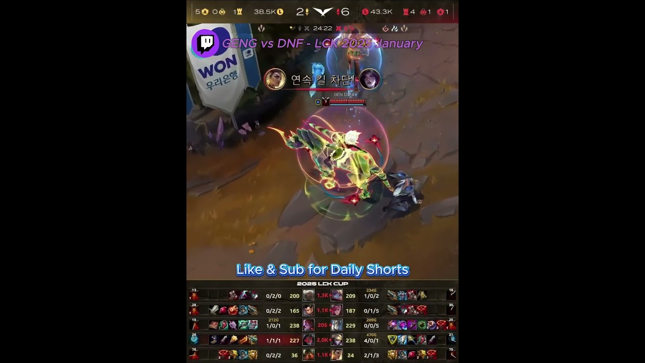 GEN Duro Kill Steal from Canyon! :D - GENG vs DNF Highlights - LCK 2025 January