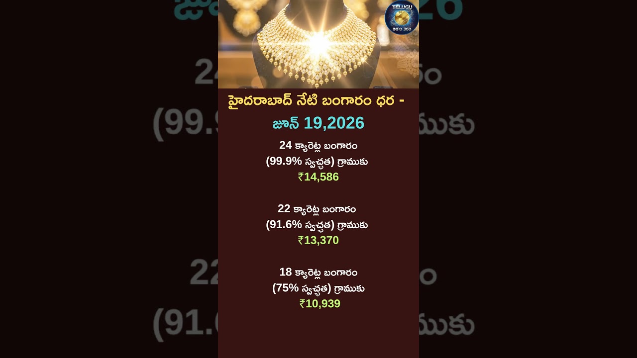 హైదరాబాద్ నేటి బంగారం ధర - జూన్ 19,2026#gold#today#hyderabad#india#buy#sell#dailygoldrate#shorts
