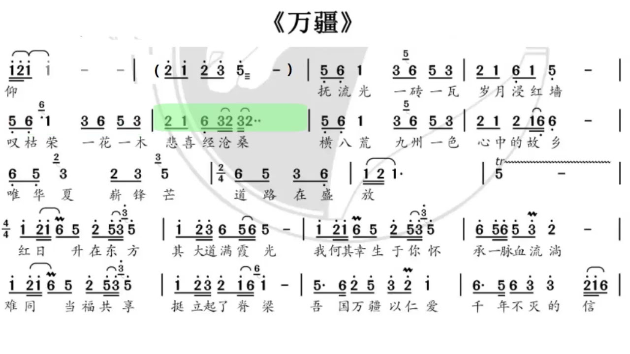 万疆/萬疆 G调伴奏 (加小节指示，供参考）- instrumental in G with measure marks