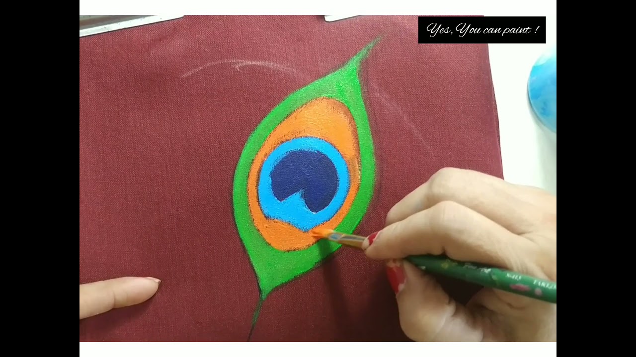 How to paint Peacock feather on fabric.