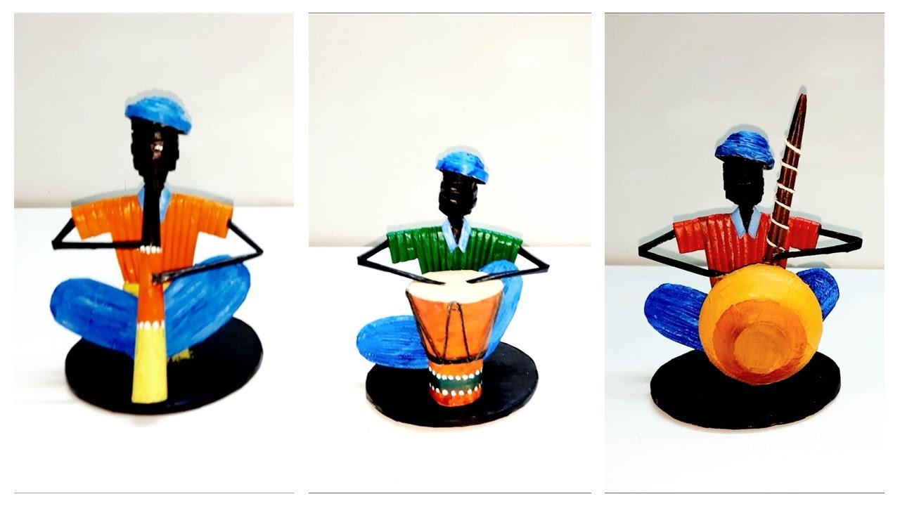 3 Newspaper Musical Dolls - Musical Instruments Craft - Newspaper Dolls - NewspaperCraft