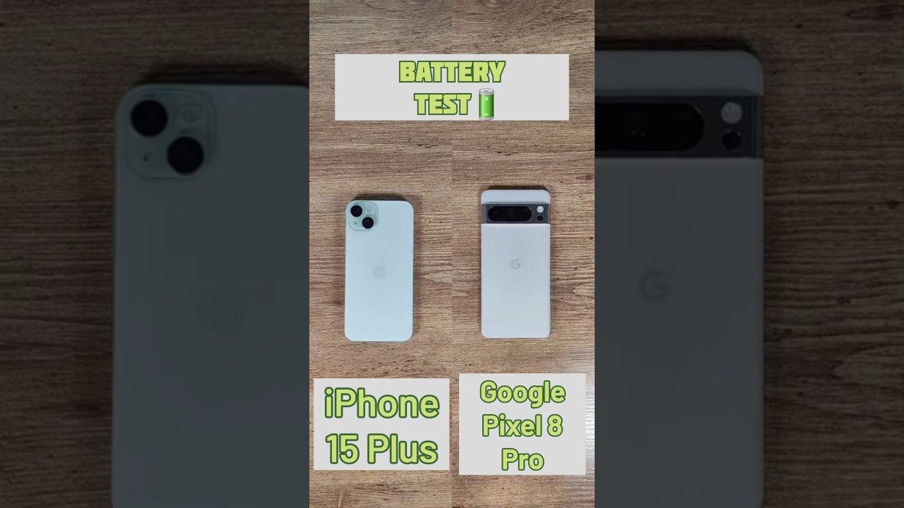 iPhone 15 Plus vs Google Pixel 8 Pro Battery Drain Test #iphone15plus #googlepixel8pro #tech #shorts