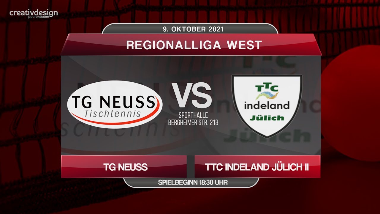 Tischtennis Regionalliga West: TG Neuss-TTC indeland Jülich II