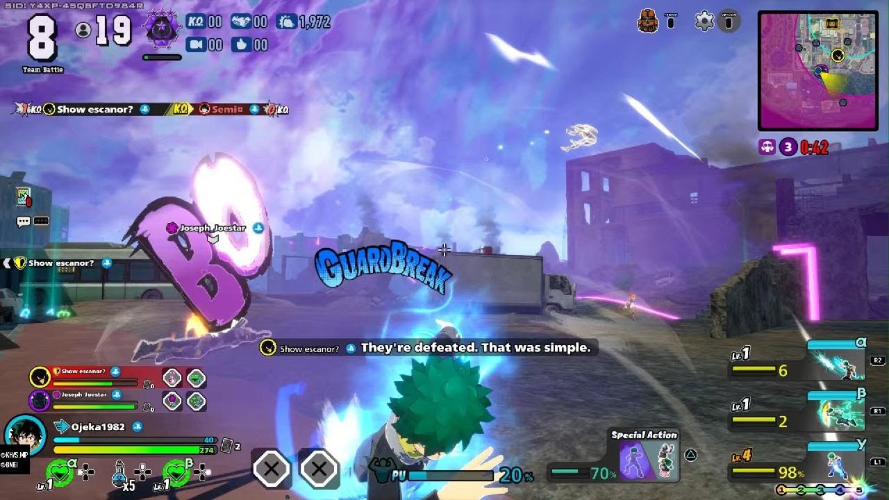 Team battle 3 kills 8000 damage Izuku Midoriya OFA