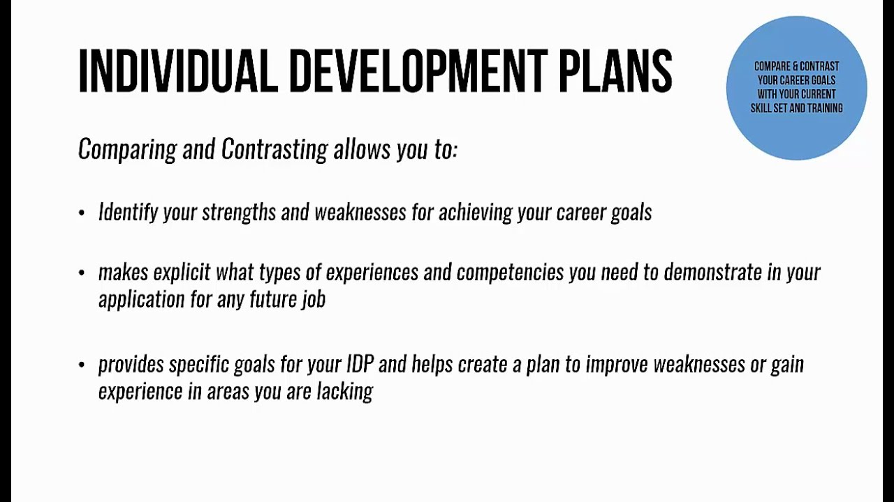 APA's Individual Development Plan (IDP) — Compare and Contrast