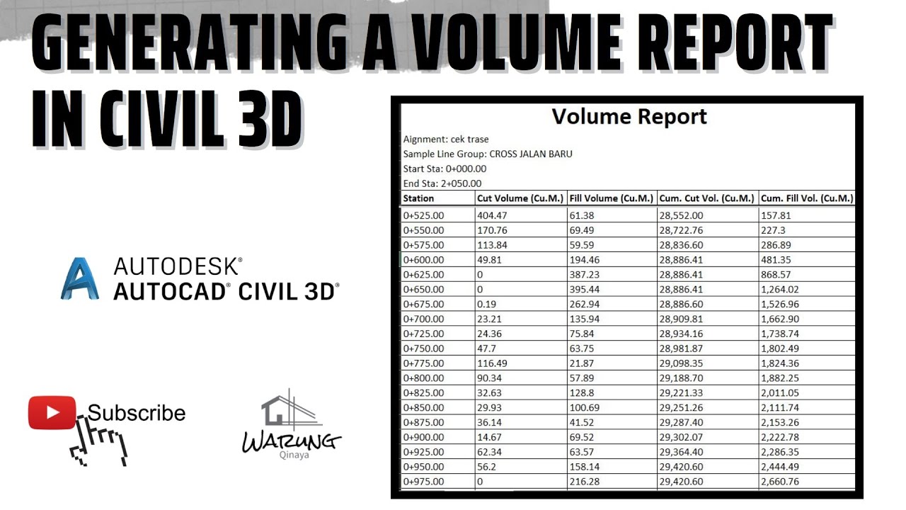 GENERATING A VOLUME REPORT IN CIVIL 3D