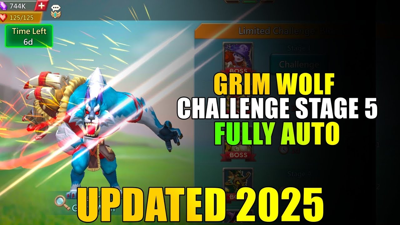 Fenrir Limited challenge stage 5 fully auto|Grim wolf Stage 5 Lords Mobile|Bloodlust Stage 5 auto