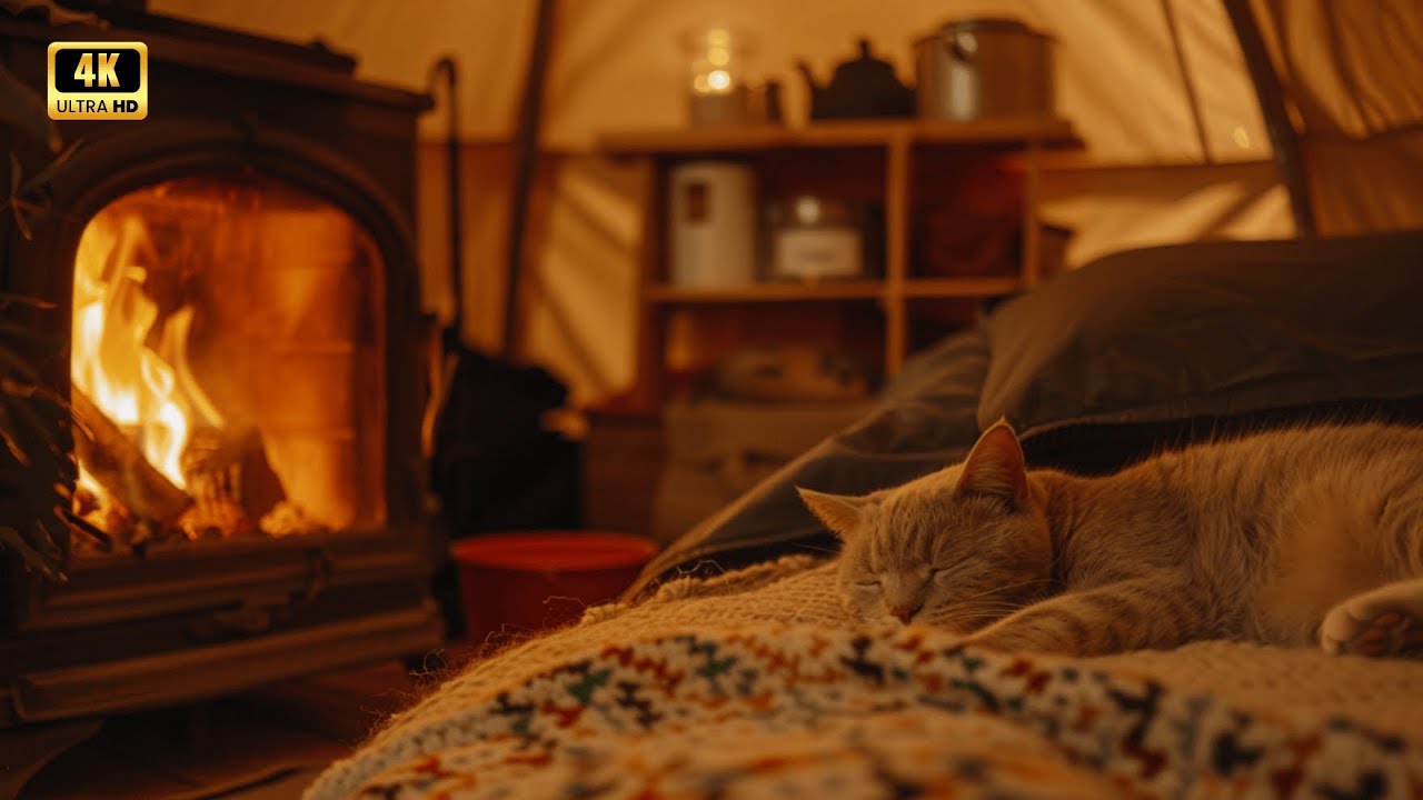 This Put Me to Sleep Instantly ❄️ Cozy Cabin Blizzard & Fireplace Sounds | 4K - 1 Hour - No Ads #3