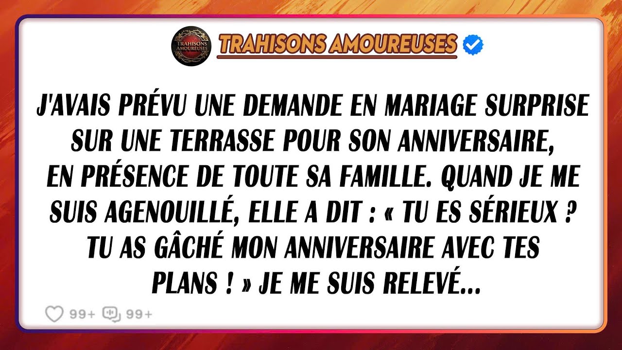J'avais Prévu Une Demande En Mariage Surprise Sur Une Terrasse Pour Son Anniversaire, En Présence...
