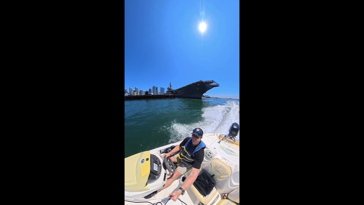 Racing a Speedboat Past the USS Midway in San Diego