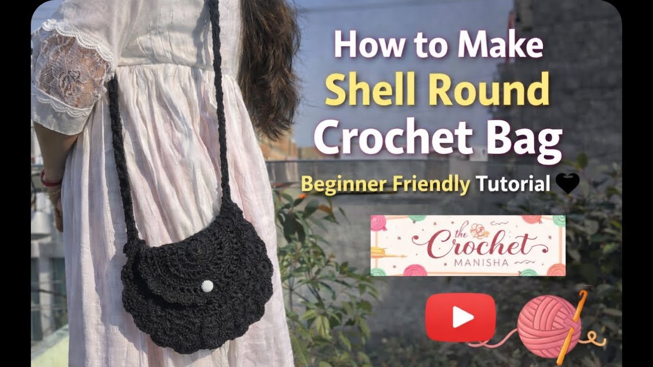 ✨Amazing shell Round crochet bag tutorial(stap by stap)Easy &Beginner friendly#crochet bag#handmade 