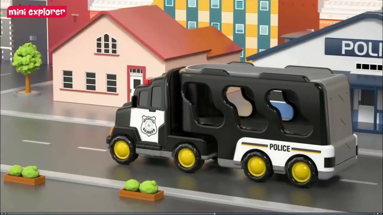 Mini Explorer Police Trucks Boy Toys  Transport Vehicle Carrier Truck Sets Kids Boys & Girls 