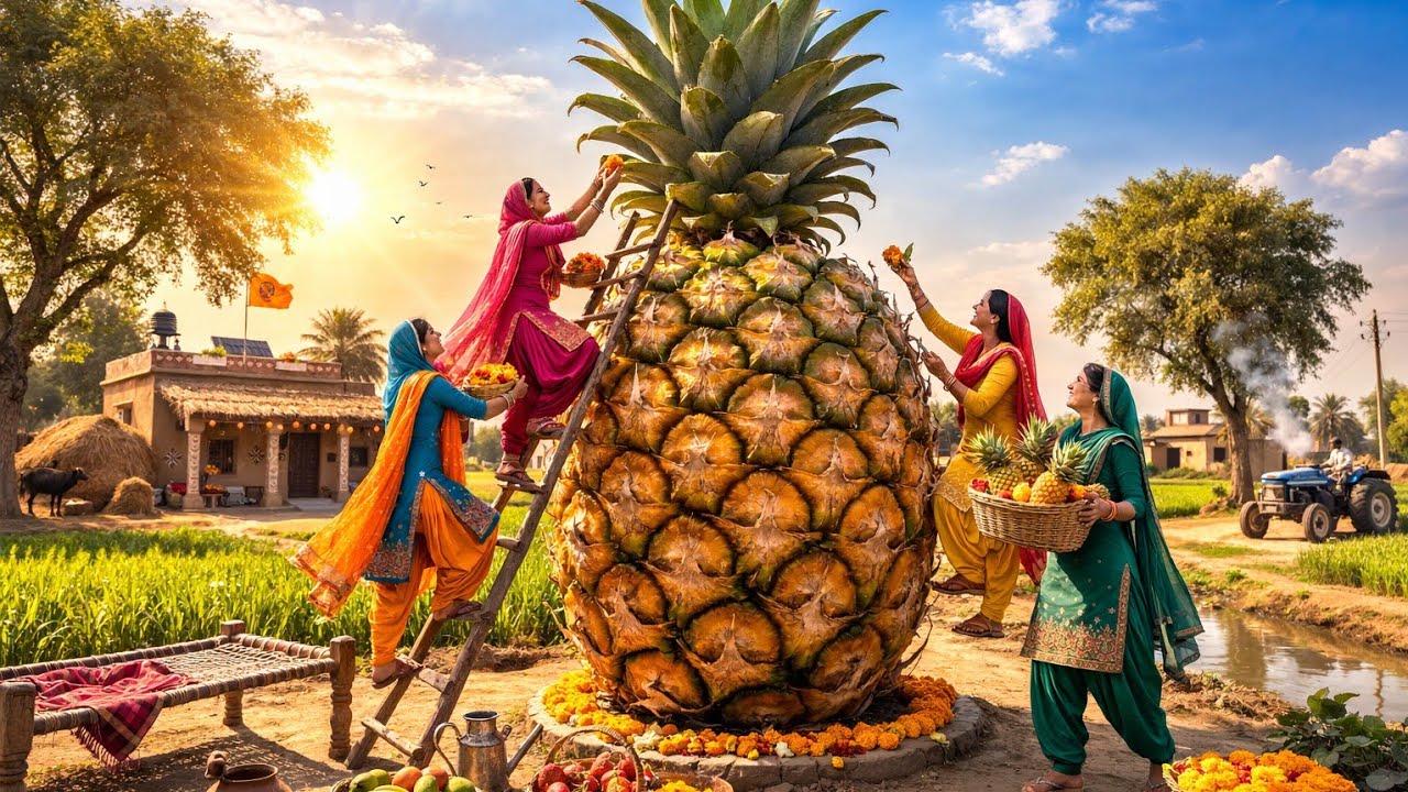 WORLD’S BIGGEST “Giant 1000KG Pineapple🍍🍍🔥/World’s Biggest Vegetables Found in a Punjabi Village?! 😱