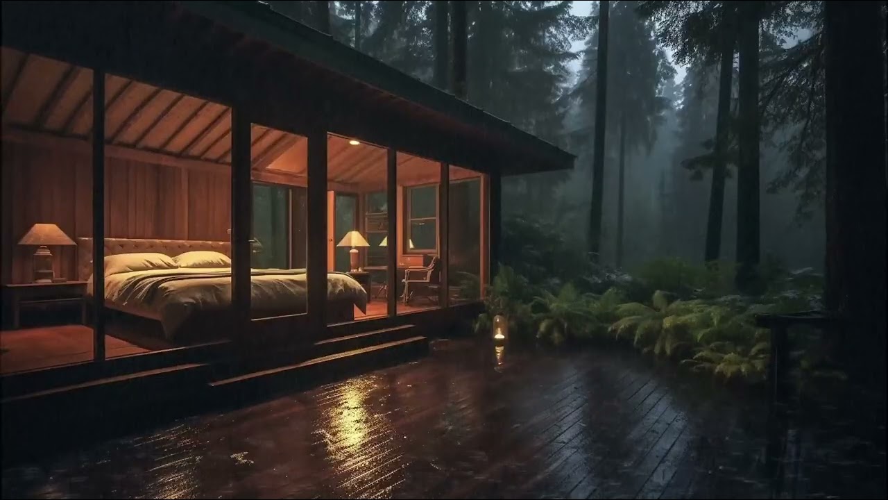 Gentle Rain in Forest Bedroom - Night Rain Sounds for Sleep