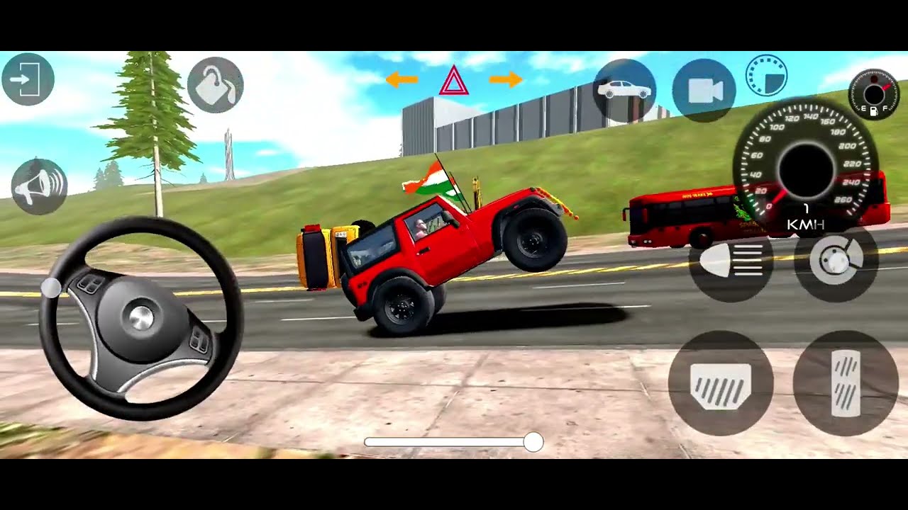 Modified Mahindra thar 😈Red colour 😈Indian game 😈gadi wala game 😈gaming video 😈stunts video 