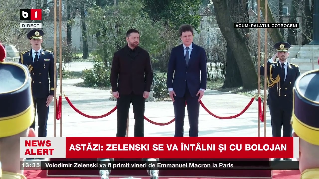 ZELENSKI A AJUNS LA COTROCENI  ÎNTÂMPINAT CU ONORURI MILITARE_Știri B1TV_12 mar. 2026