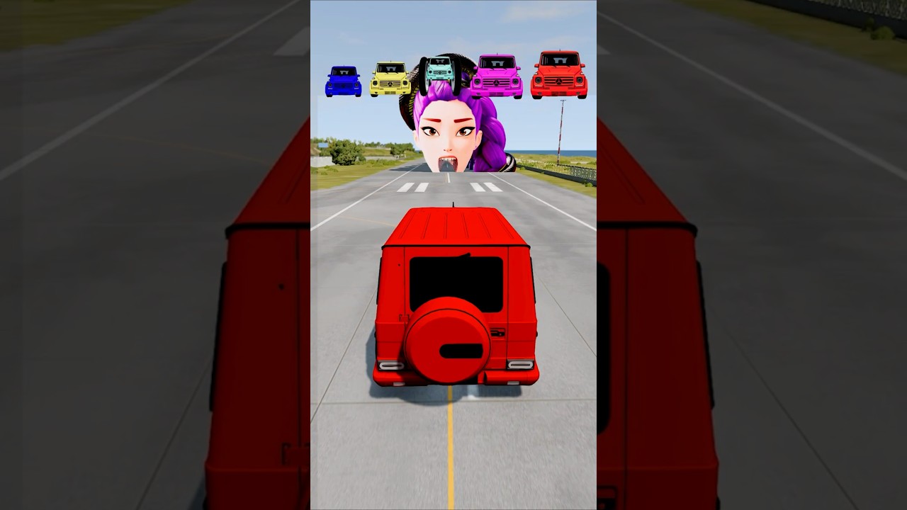 Big and Small Car vs Demon Face 😱 | BeamNG Drive #shorts