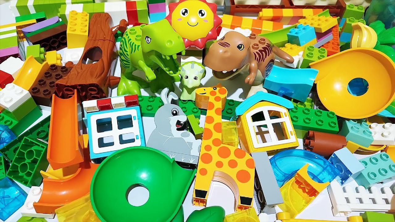Satisfying Building Blocks ASMR Marble Run #53 Block Coaster Jurassic World and Dinosaurs live 15