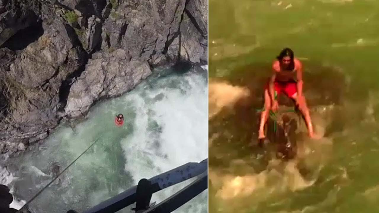 Man rescued from raging California river