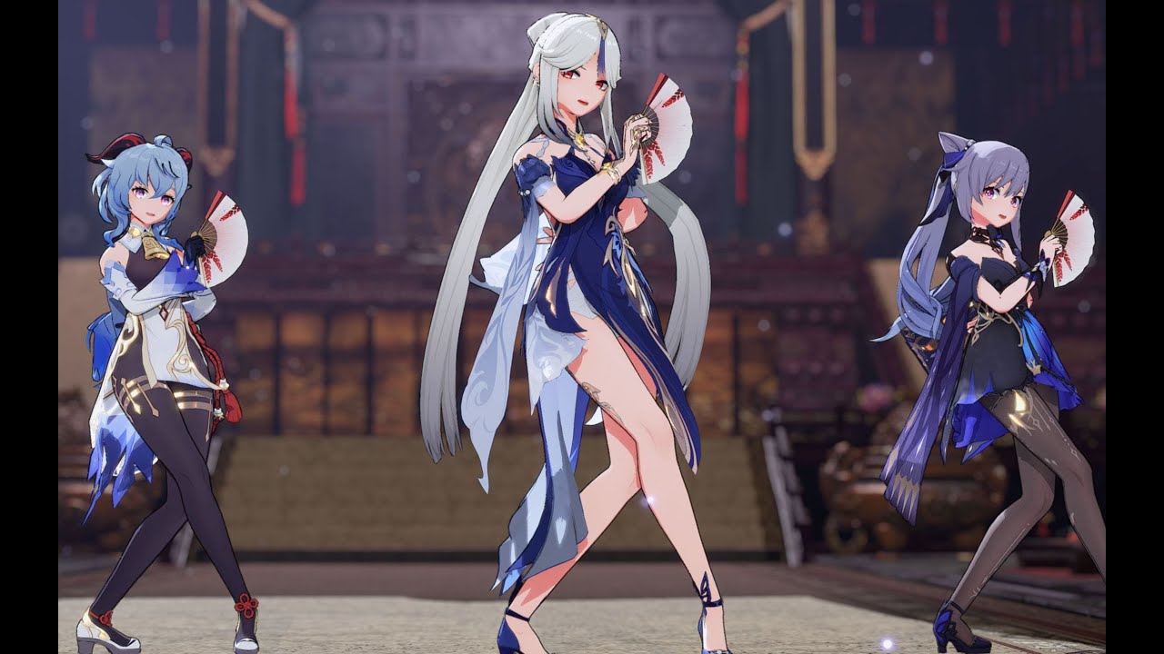 【Genshin Impact MMD／4K／60FPS】Ningguang & Keqing & Ganyu【花月成双】