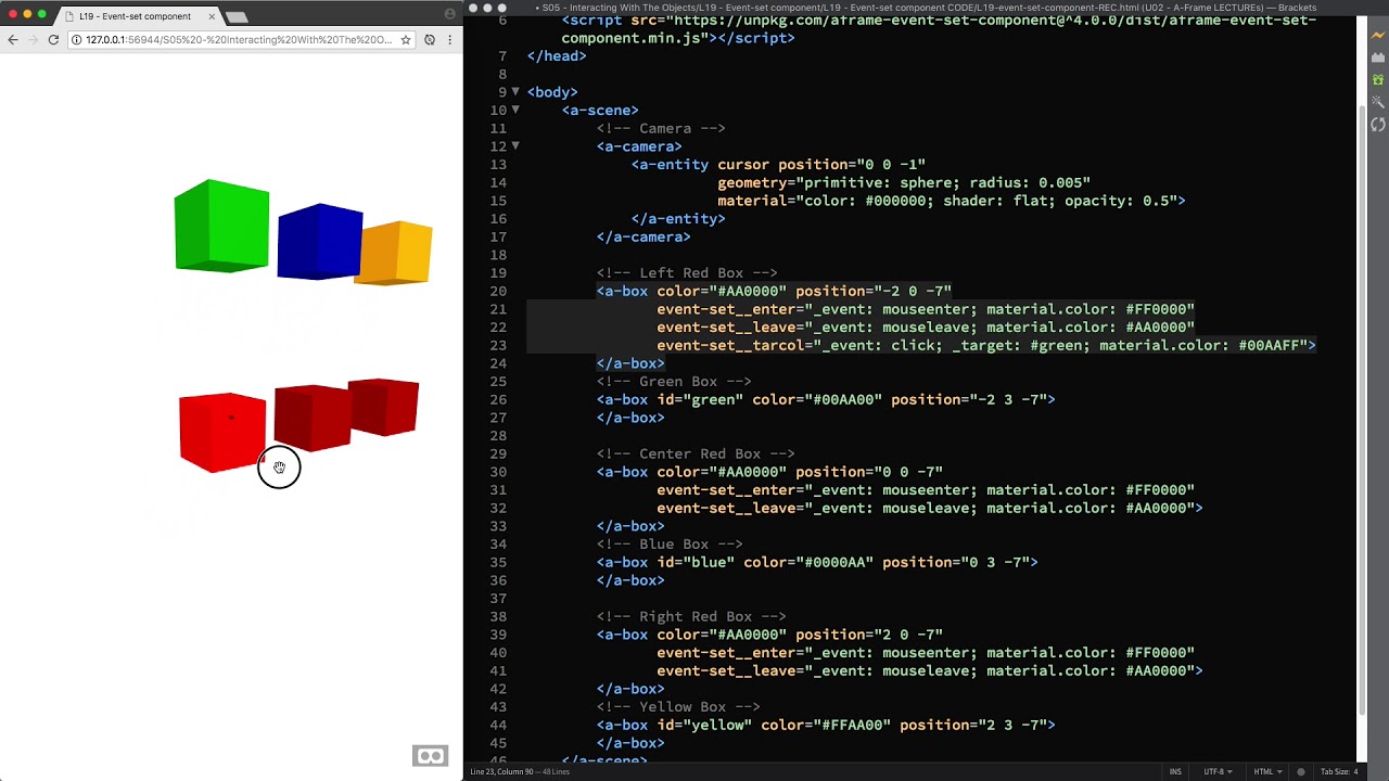 Event-Set Component (A-Frame Tutorial - WebVR)