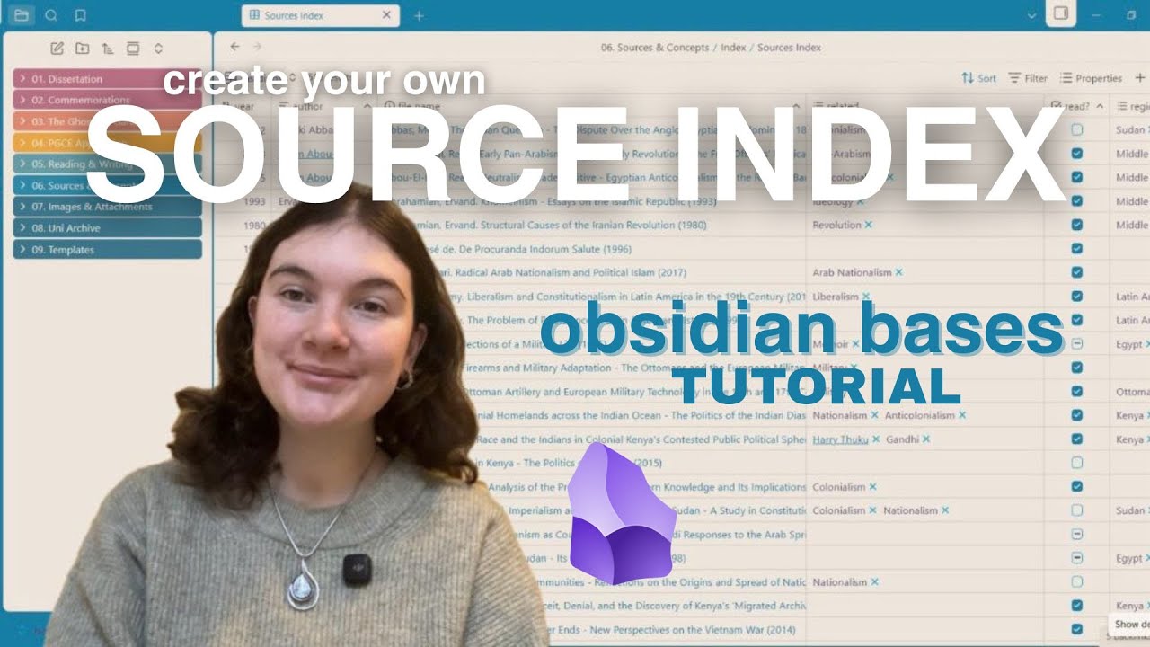 obsidian bases tutorial | how to build a source index