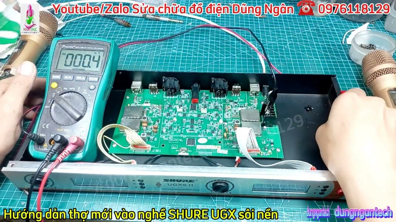 Hướng dẫn anh em mới vào nghề cách sửa micro không dây SHURE UGX9II sôi nền