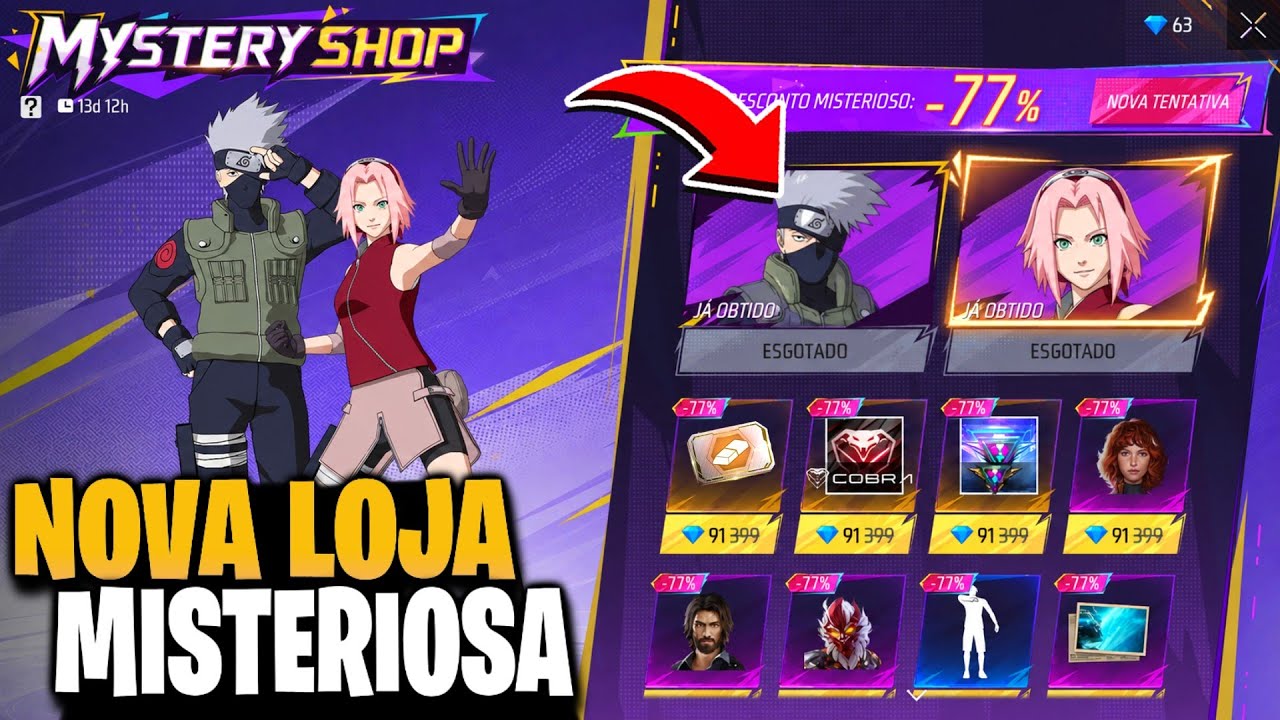 CORRE! ENTREI NA LOJA MISTERIOSA DO KAKASHI E SAKURA NO FREE FIRE