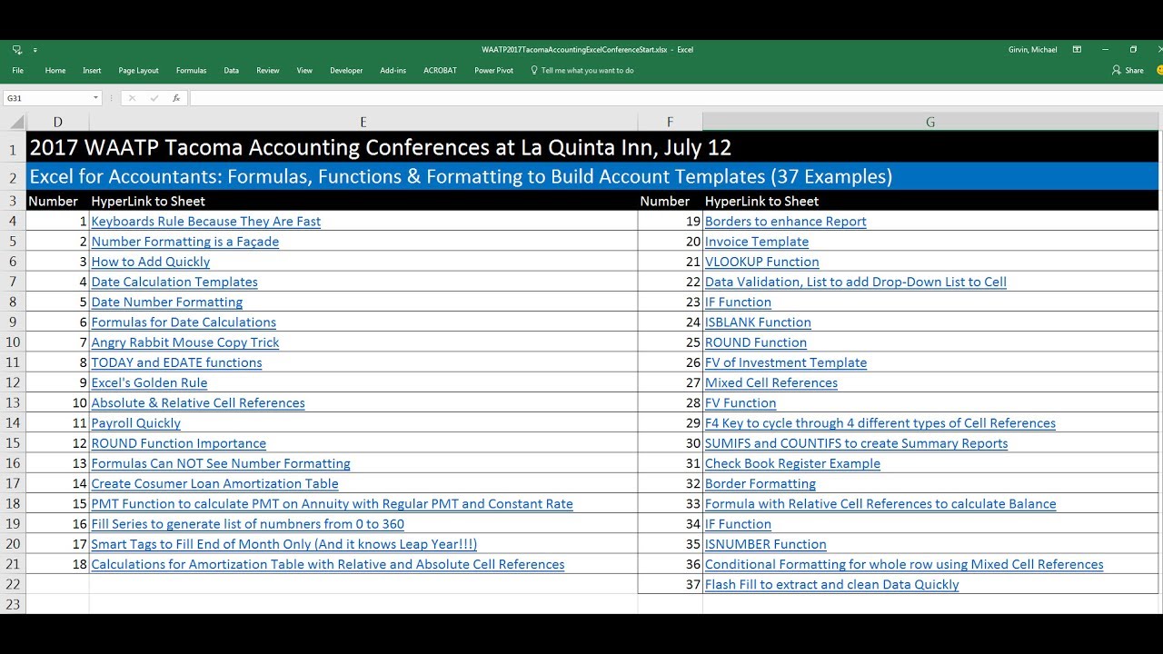 Excel for Accountants: Formulas, Functions & Formatting to Build Account Templates (37 Examples)