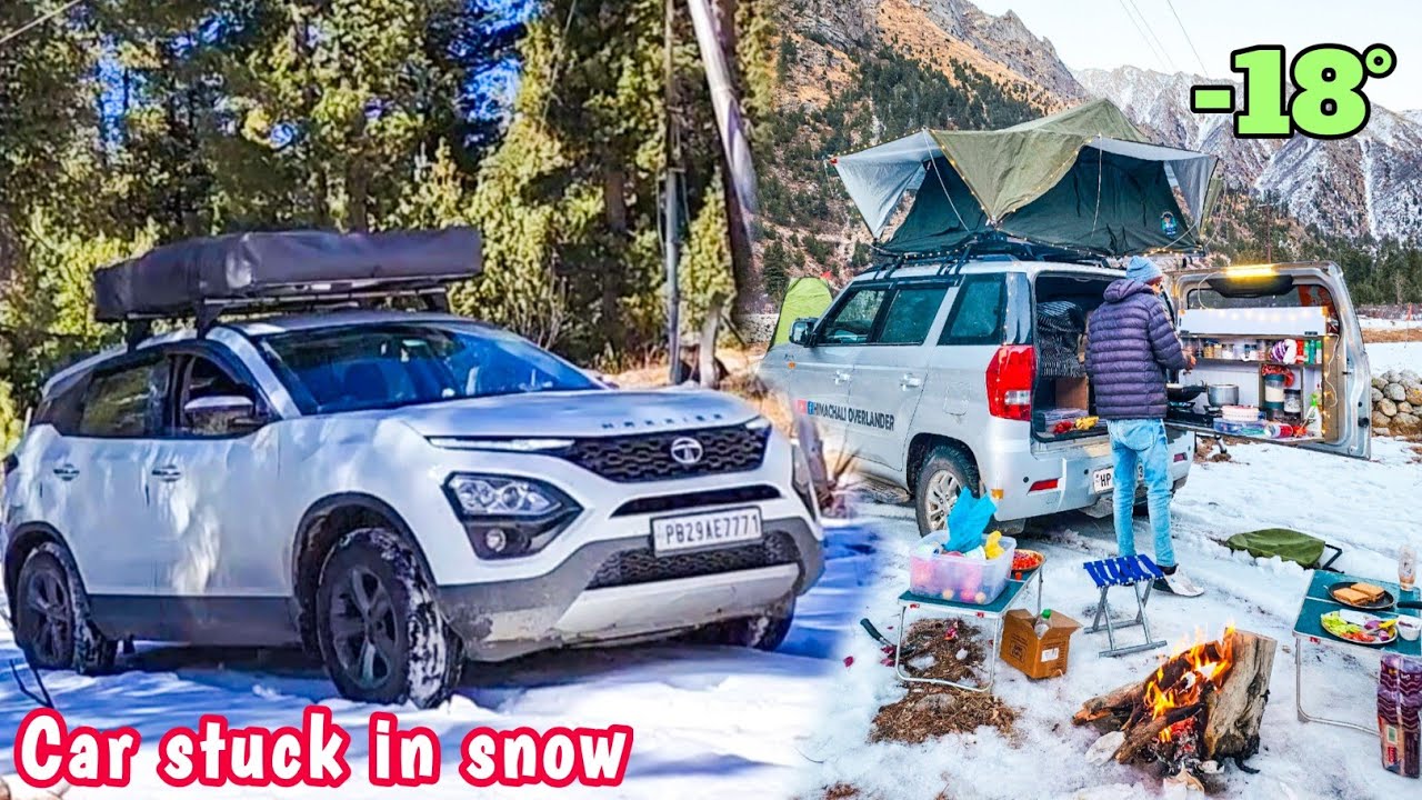 Vlog 357💢 सब कुछ जम गया आज तो 🥶 -18 main ROOFTOP TENT camping💢 WINTER SPITI