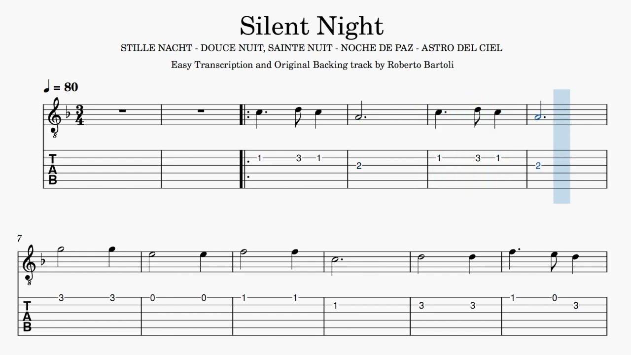 Silent Night - Easy Transcription and Original Backing track by Roberto Bartoli