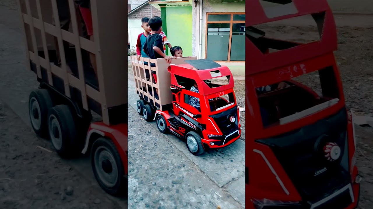 naik truk aki besar ditdim rame rame ternyata kuat lho #shorts #trukmainan #truk