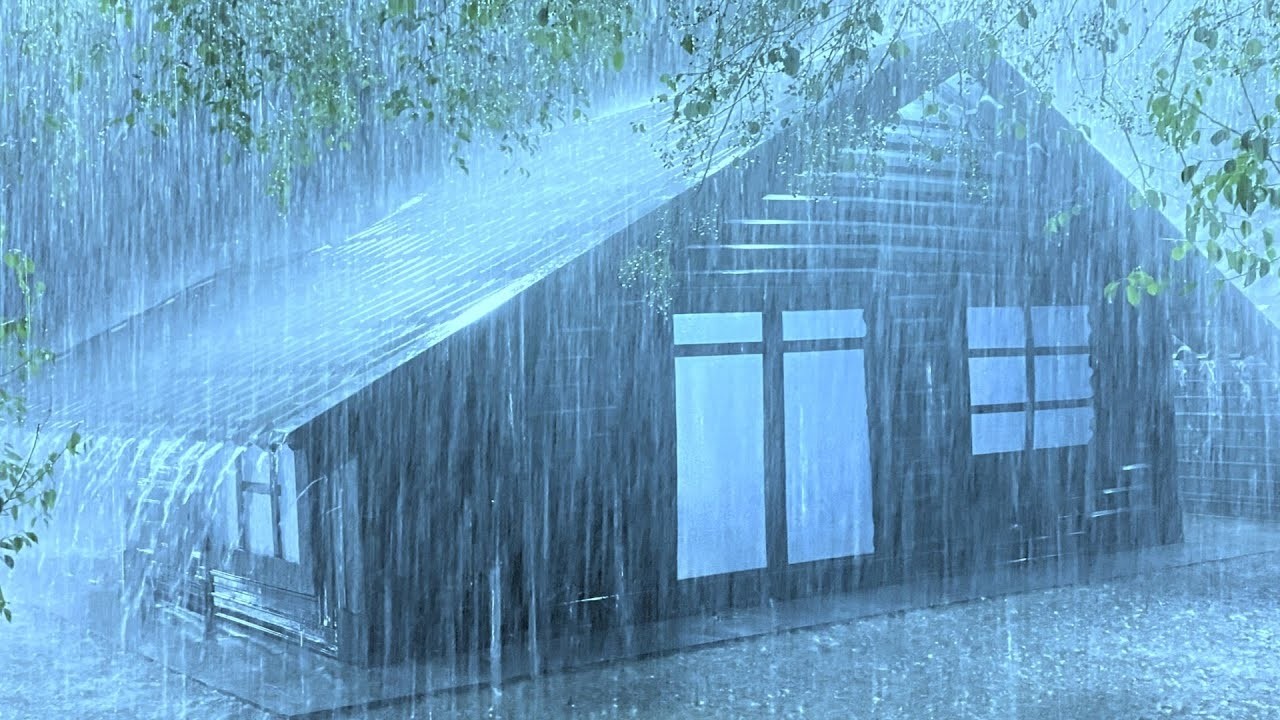 Smash Insomnia with Jerky Storms, Rain Rushing & Heavy Wind on Old Metal Roofs in the Misty Night