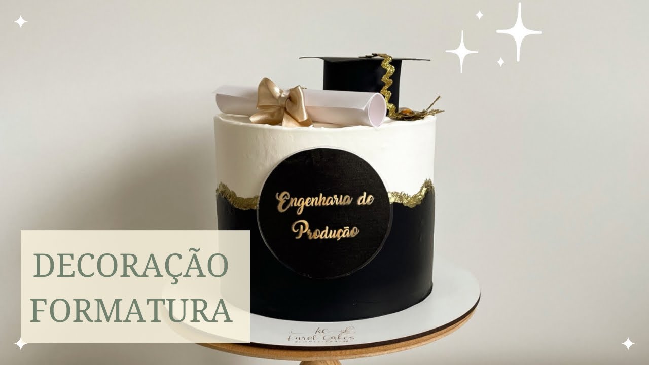 BOLO DE FORMATURA EM CHANTININHO! Cachepot preto sem amargar!  #bolodecorado #chantininho