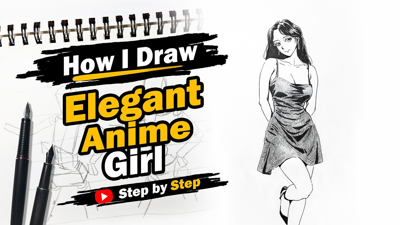 How I Draw Elegant Anime Girl|エレガントなアニメ少女を描いてみた