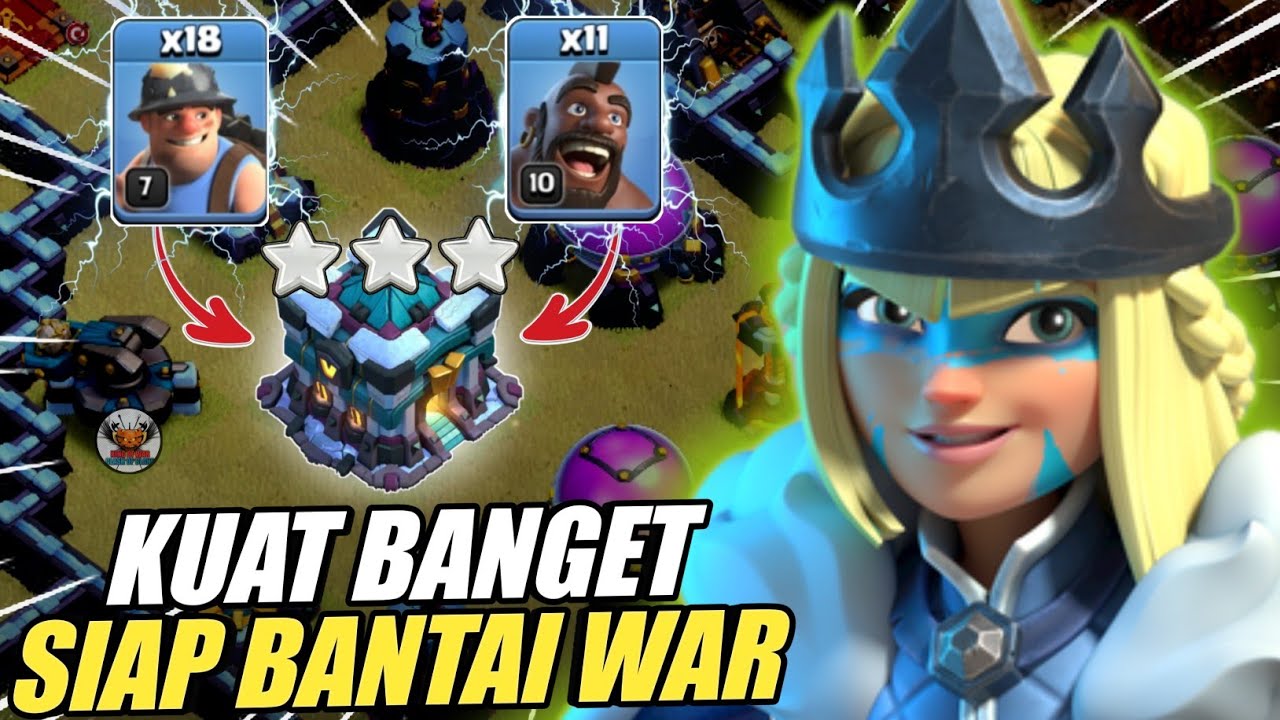 TERLALU KUAT!! BASE APAPUN AUTO RATA!! TH 13 QUEEN CHARGE MINER HOG || Clash Of Clans