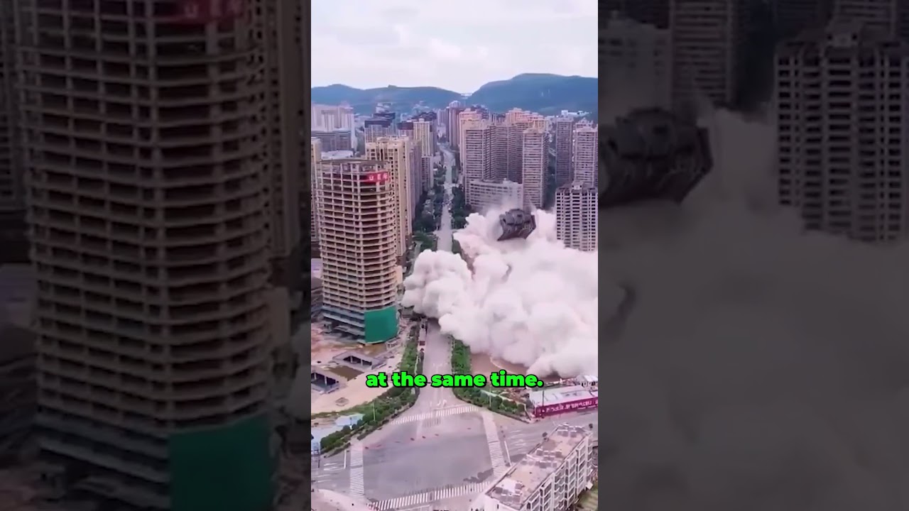 Large-scale demolition: 15 multi-story buildings blown up in China
