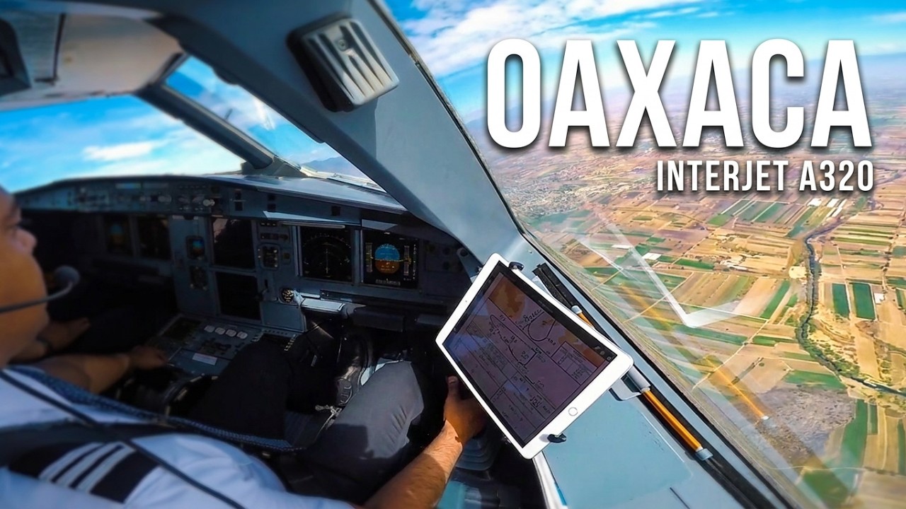 Aterrizaje en Oaxaca, México en Airbus A320 de Interjet