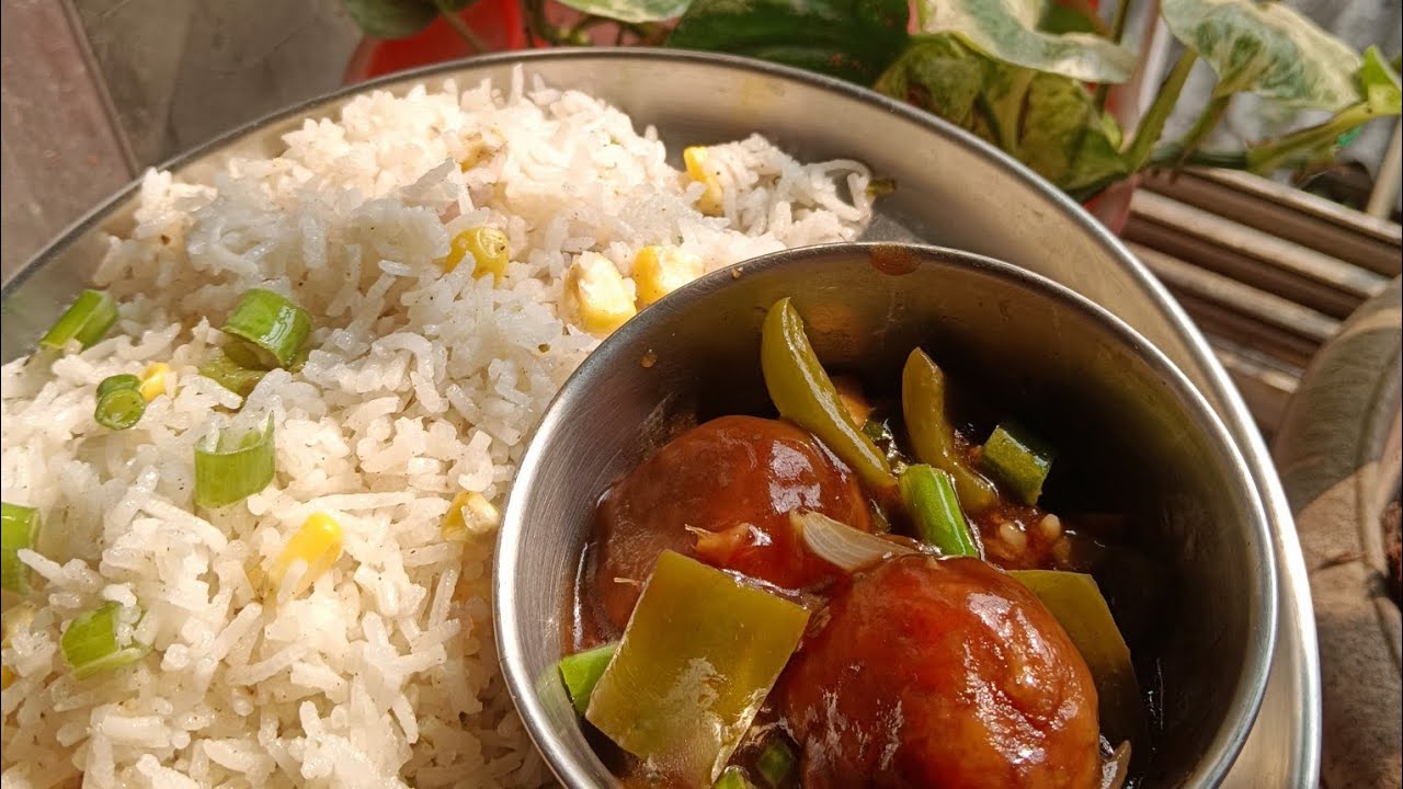 आज का लंच मेरे बच्चों को भी पसंद आया🤗 #youtube #cookingvlog  #cornrice #soyabeanmanchurian 