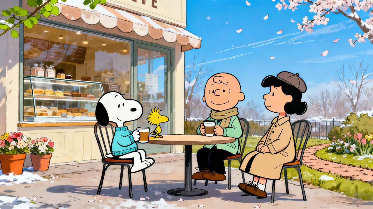 Spring Café Vibes with Snoopy & Charlie Brown 🌸☕ Soft Lofi for Focus, Study & Calm Days