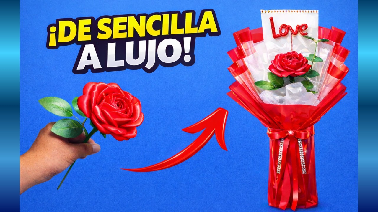 👉 Cómo envolver una rosa con papel coreano FÁCIL y elegante 🌹