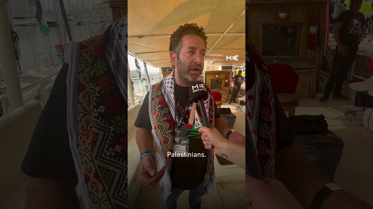 Palestinians onboard flotilla call for strikes and boycotts alongside Gaza aid mission