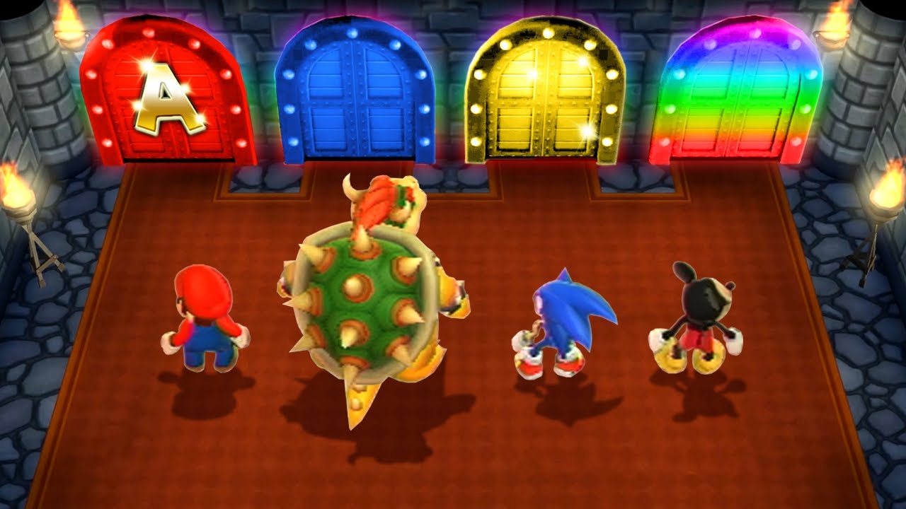 Mario Party 9 Minigames - Mario Vs Mickey Mouse Vs Sonic Vs Bowser (Master Difficulty)